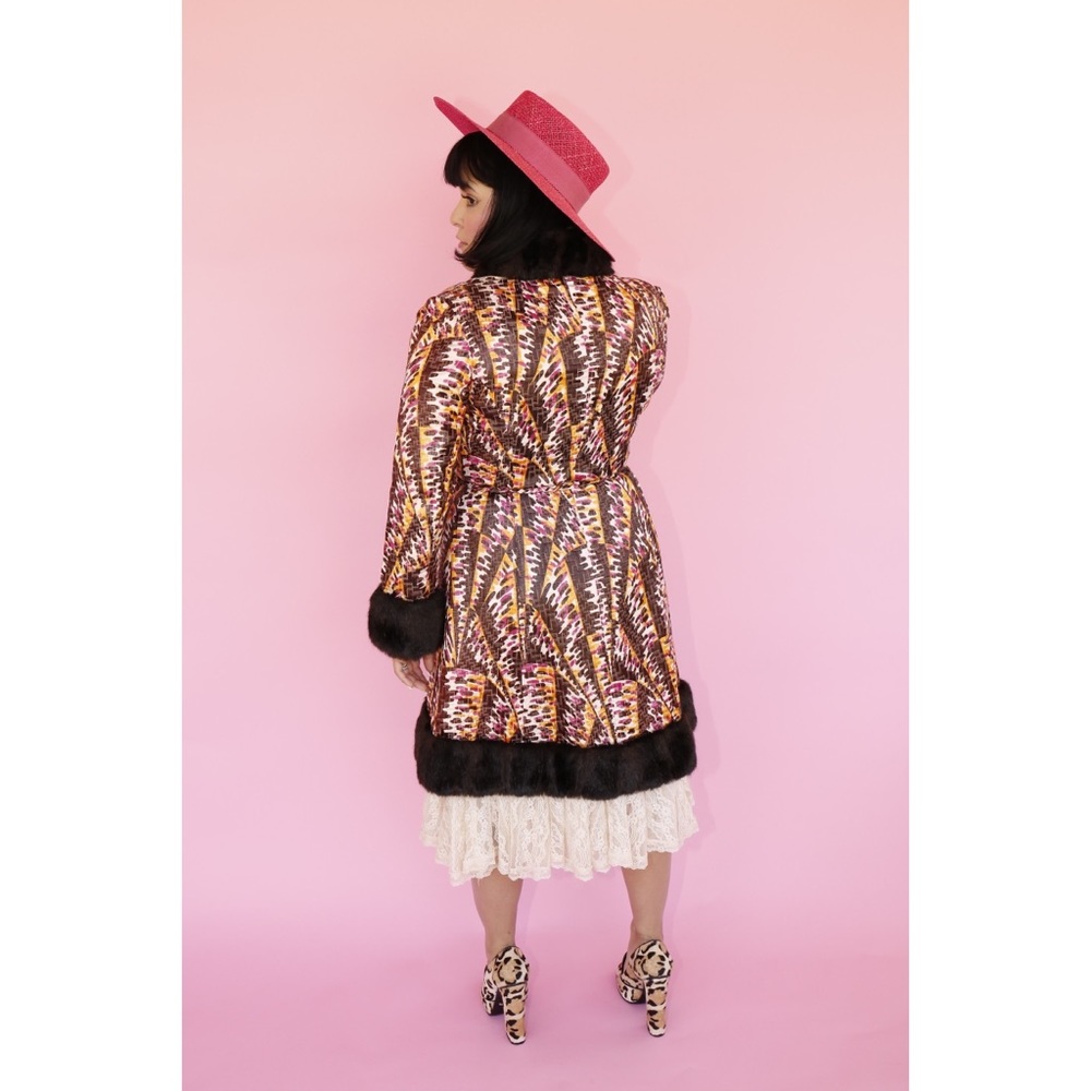 Vtg 70s Lilli Ann Iridescent Faux fur Coat SM - Picture 7 of 8